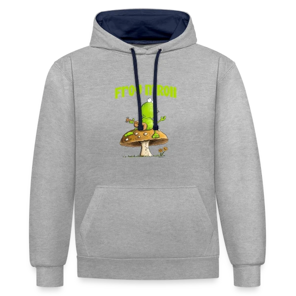 Grenouille guitariste cottagecore sur Sweat à capuche contrasté