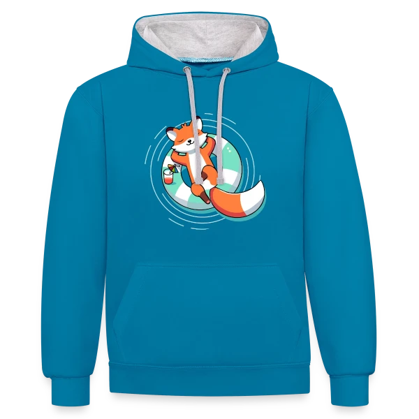 Renard Chill' en Bouée Tropicale sur Sweat à capuche contrasté