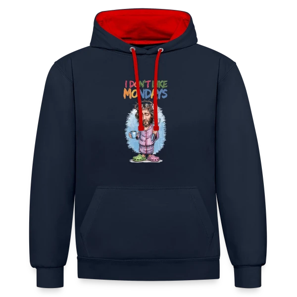 Jésus N'Aime Pas les Lundis sur Sweat à capuche contrasté