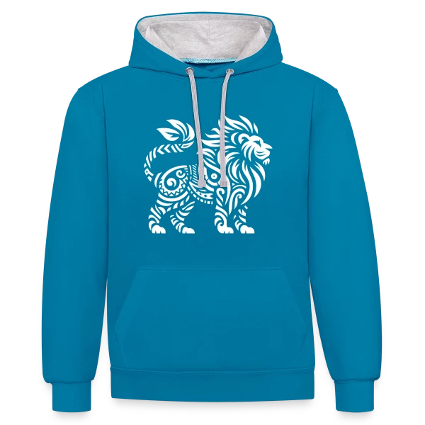 Lion Tribal : Force et Élégance Sauvage sur Sweat à capuche contrasté