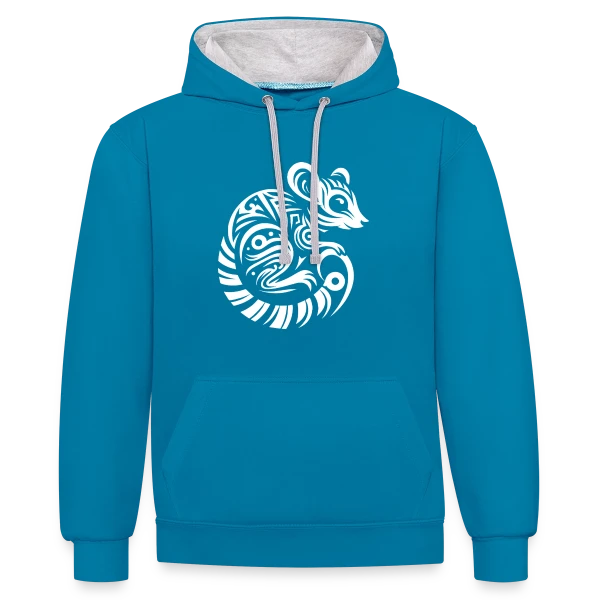 Lémurien Tribal : Esprit de Madagascar sur Sweat à capuche contrasté