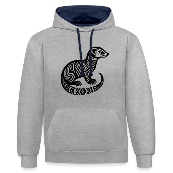 Mangouste Tribale : Esprit Sauvage sur Sweat à capuche contrasté