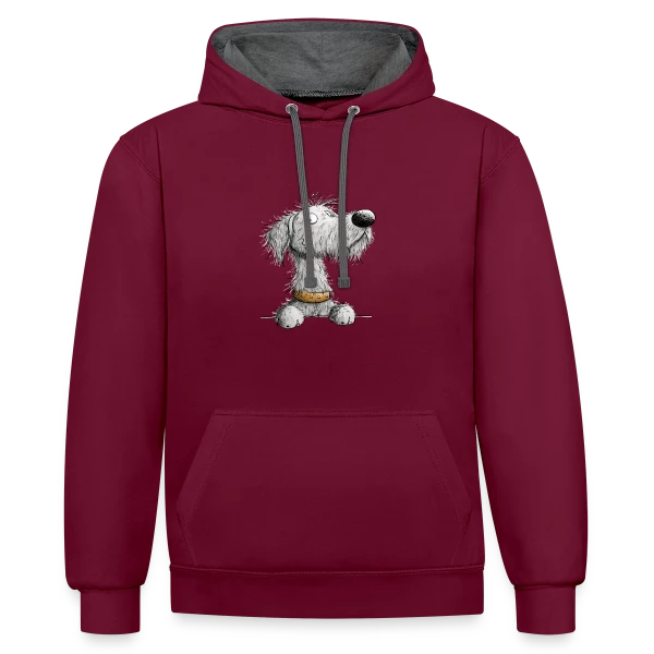 Lévrier Irlandais - Cartoon chien pour la promenade sur Sweat à capuche contrasté