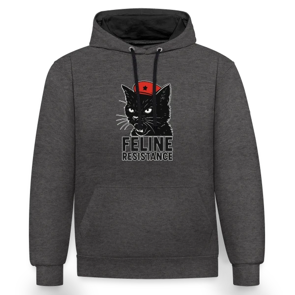 Chat Noir Révolutionnaire sur Sweat à capuche contrasté
