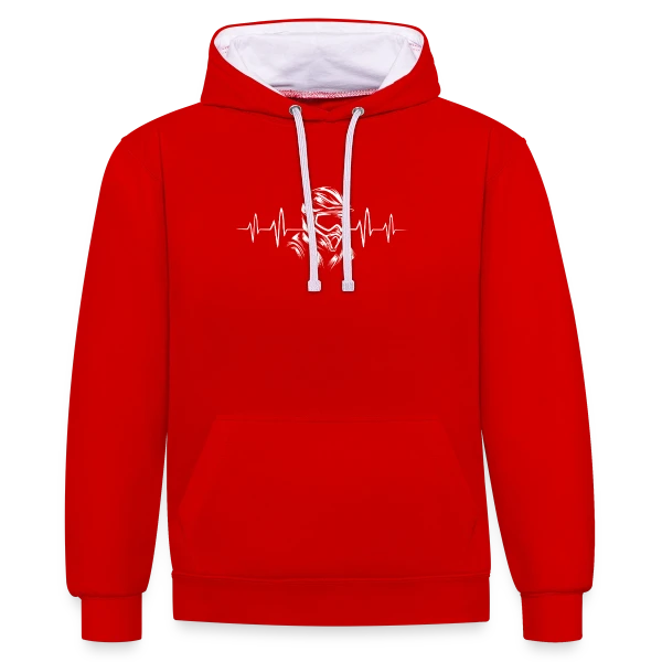 Casque Motocross & Battement de Cœur – Symbole Moto X sur Sweat à capuche contrasté