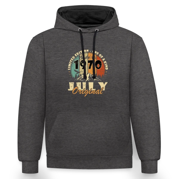 Année de Naissance 1970 Édition Limitée sur Sweat à capuche contrasté