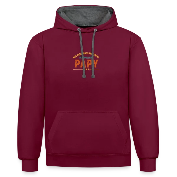 Mes Personnes Préférées M'Appellent Papy - T-shirt Personnalisé sur Sweat à capuche contrasté