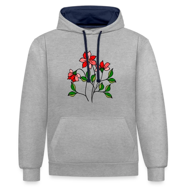 Fleurs Épanouies sur Sweat à capuche contrasté