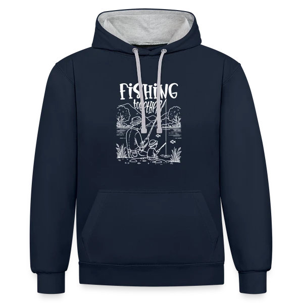 Pêche Père Fils : Amour & Passion Partagée sur Sweat à capuche contrasté