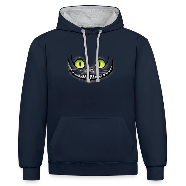 Chat Noir Sourit dans le Noir sur Sweat à capuche contrasté