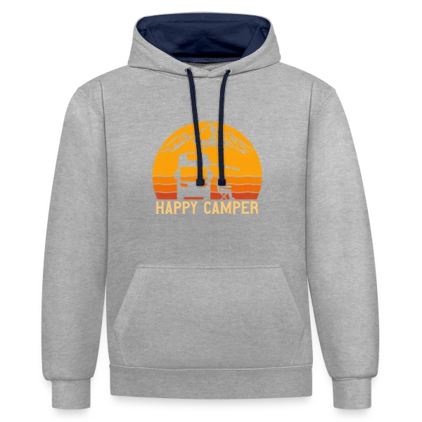 Campeur Heureux Rétro Design sur Sweat à capuche contrasté