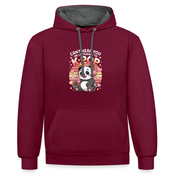 Panda K-Pop – Idole Mignonne sur Sweat à capuche contrasté