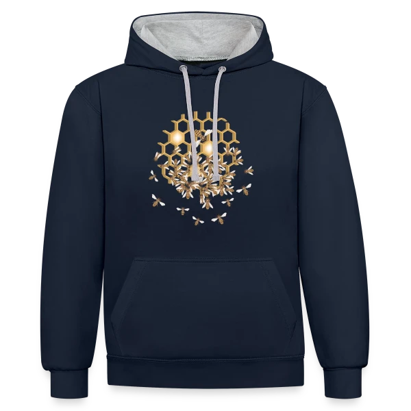 Nid d'Abeille Géométrique : Nature & Harmonie sur Sweat à capuche contrasté