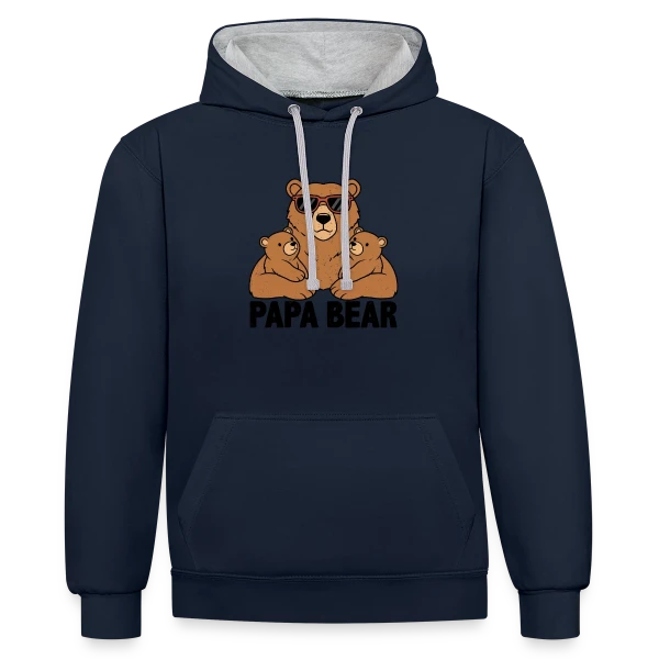 'Papa Bear' - Force et Tendresse Familiale sur Sweat à capuche contrasté