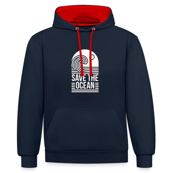 Vague Océanique Activisme sur Sweat à capuche contrasté