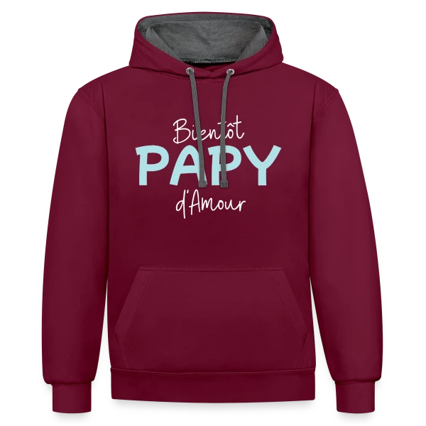 Bientôt Papy d'Amour : Annonce Originale sur Sweat à capuche contrasté