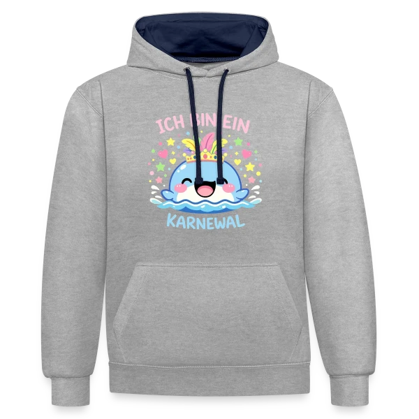 Baleine Reine du Carnaval sur Sweat à capuche contrasté