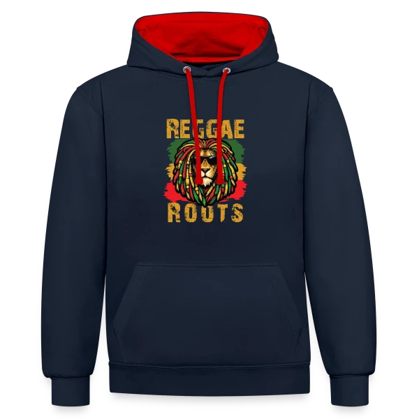 Lion Reggae Roots sur Sweat à capuche contrasté