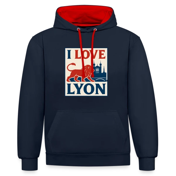 Fierté Lyonnaise Lion Vintage sur Sweat à capuche contrasté