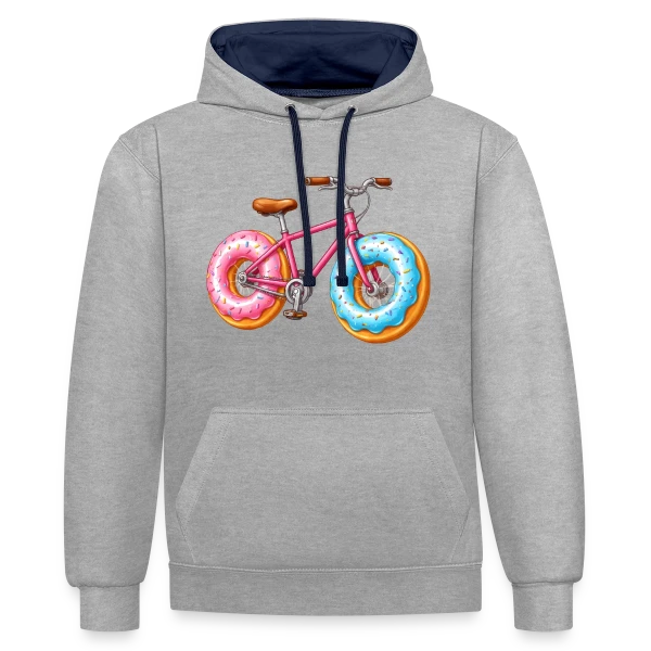 Cycliste Gourmand : Donut & Vélo Humoristique sur Sweat à capuche contrasté