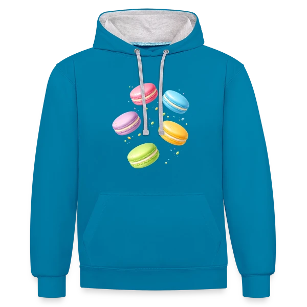 Macarons Colorés - Douceur Gourmande sur Sweat à capuche contrasté