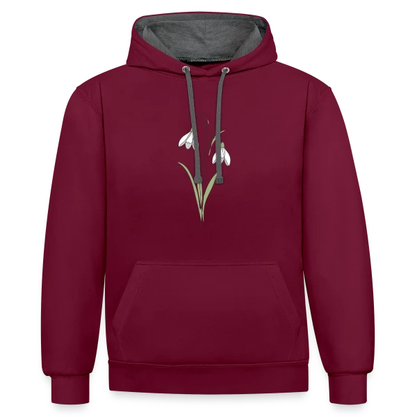 Line Art Perce-Neige sur Sweat à capuche contrasté