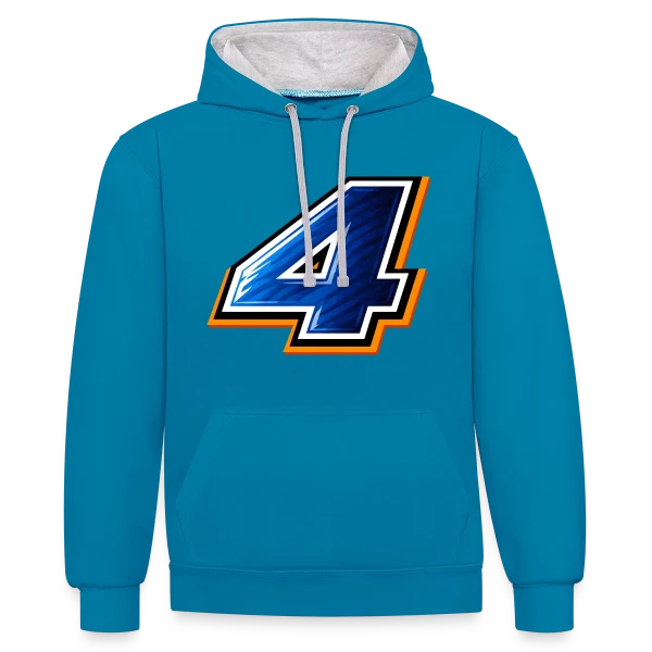 Maillot de Sport Numéro 4 sur Sweat à capuche contrasté
