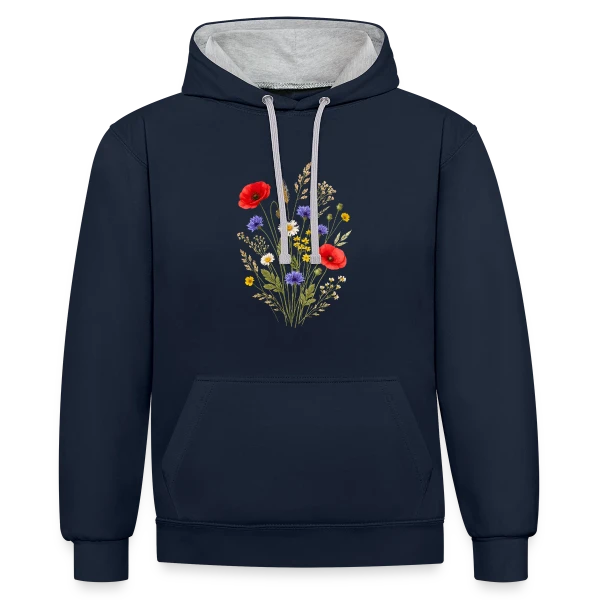 Fleurs Sauvages - Esprit Bohème Nature sur Sweat à capuche contrasté