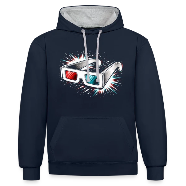 Lunettes 3D Rétro sur Sweat à capuche contrasté
