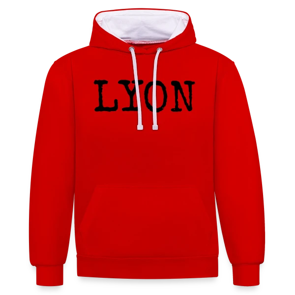 Lyon Texte Grunge sur Sweat à capuche contrasté