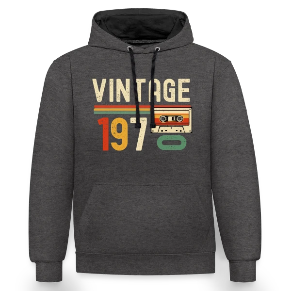 Vintage 1970 Cassette Rétro sur Sweat à capuche contrasté