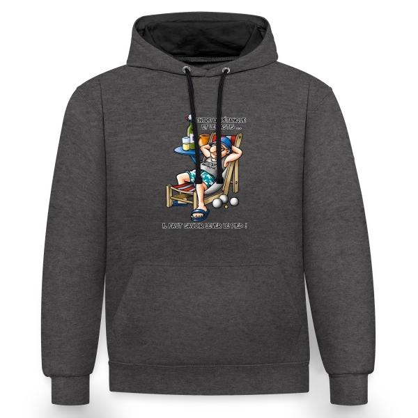 Entre la Pétanque et l'Apéro sur Sweat à capuche contrasté