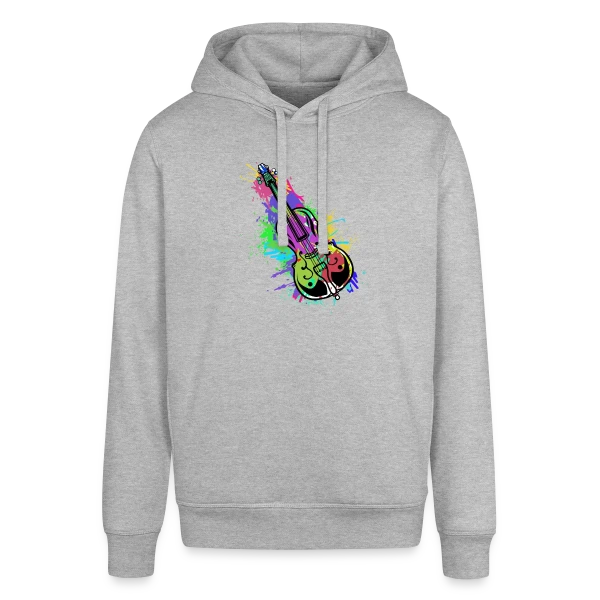 Maquette de Sweat à Capuche Bio « Violoncelle Symphonie Colorée » à personnaliser