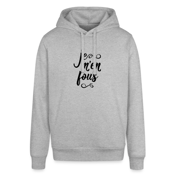 Maquette de Sweat à Capuche Bio - Je m'en Fous : L'Affirmation Décontractée à personnaliser