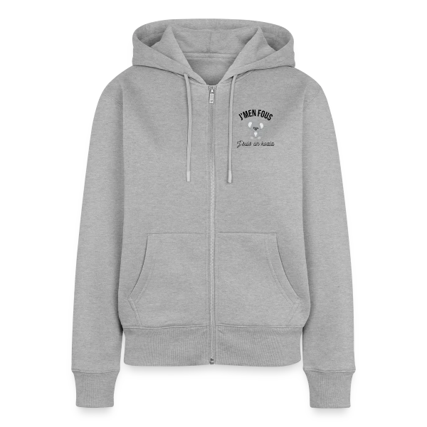 "J'm'en Fous, J'suis un Koala" - Humour Décontracté sur Sweat à capuche zippé Premium bio Femme