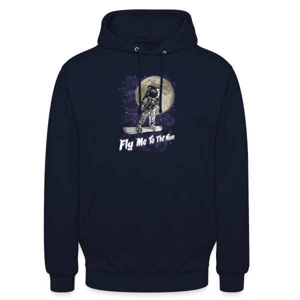 Snowboarder lunaire sur Sweat-shirt à capuche unisexe