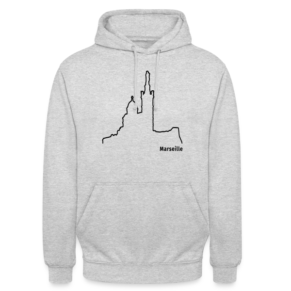 Skyline Marseille Bonne Mère sur Sweat-shirt à capuche unisexe