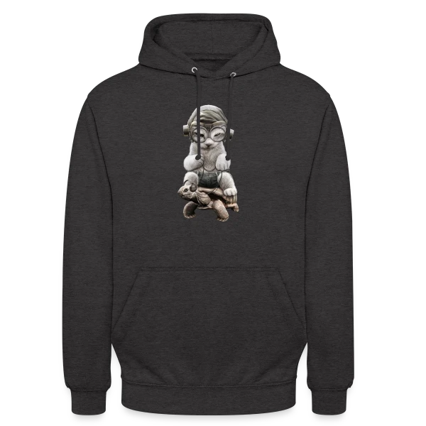 Chat Cavalier sur Tortue de Guerre sur Sweat-shirt à capuche unisexe