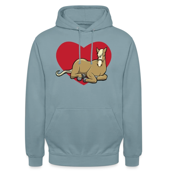 Cheval Câlin Cœur Rouge sur Sweat-shirt à capuche unisexe