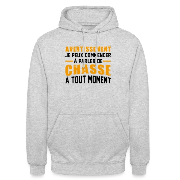 Chasseur : Attention Humour Sauvage ! sur Sweat-shirt à capuche unisexe
