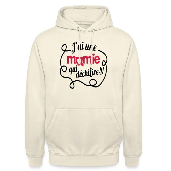 'Ma Mamie Déchire !' : Cadeau Original pour Super Grand-mère sur Sweat-shirt à capuche unisexe