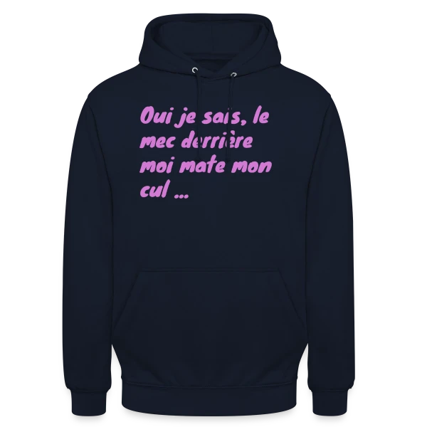 Humour Fessier Rose sur Sweat-shirt à capuche unisexe