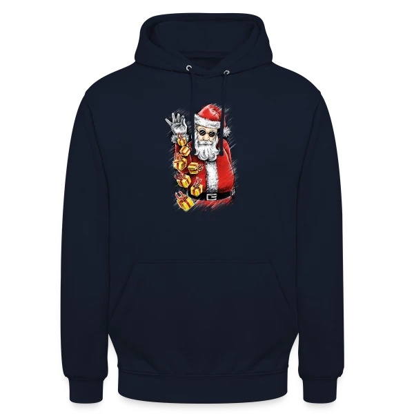 Père Noël Stylé et Généreux sur Sweat-shirt à capuche unisexe