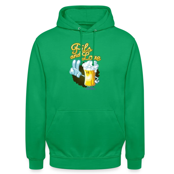 Pils & Love : La Bière et l'Amour en Version Cartoon sur Sweat-shirt à capuche unisexe
