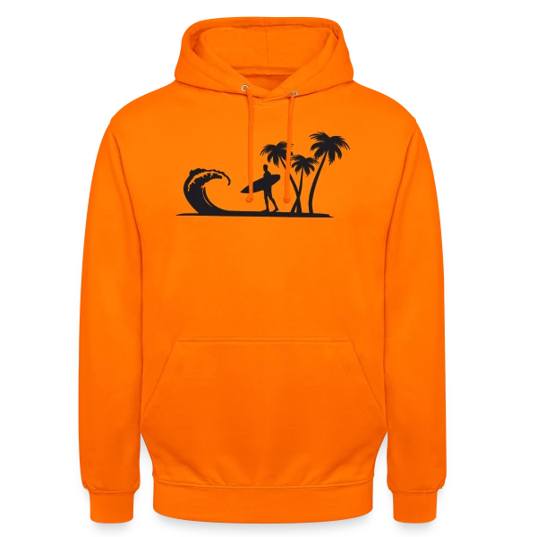 Surfeur Vague Palmiers sur Sweat-shirt à capuche unisexe
