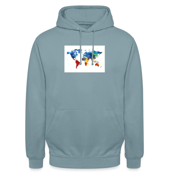 Carte du Monde Aquarelle sur Sweat-shirt à capuche unisexe