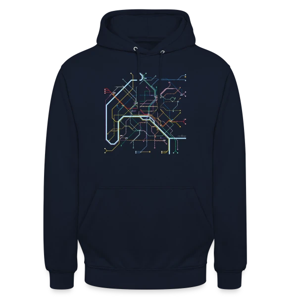 Plan Métro Paris Coloré sur Sweat-shirt à capuche unisexe