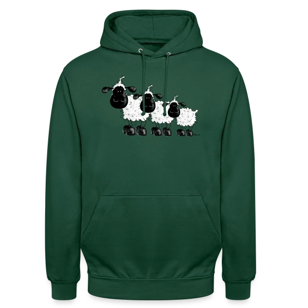 Trois Petits Moutons Rêveurs sur Sweat-shirt à capuche unisexe