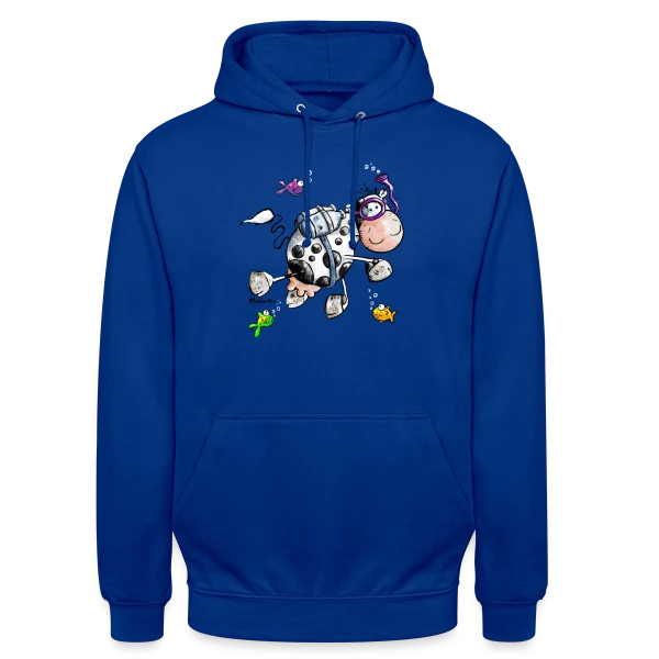 La Vache Marine Plongeuse Cartoon sur Sweat-shirt à capuche unisexe