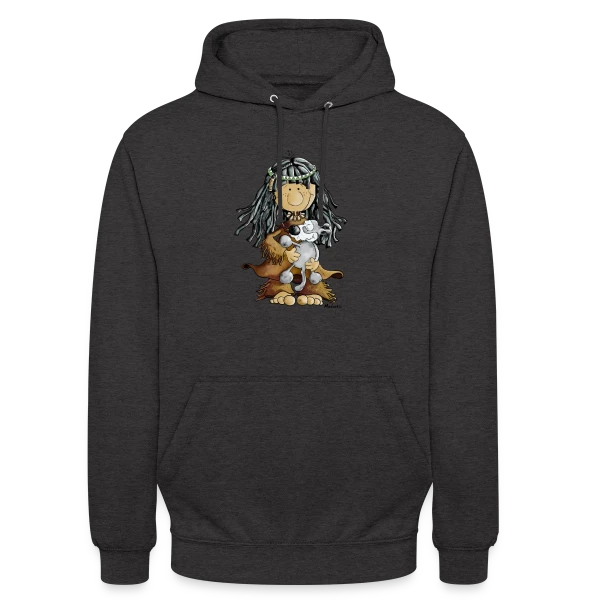 Petite Indienne et son Loup Ami sur Sweat-shirt à capuche unisexe